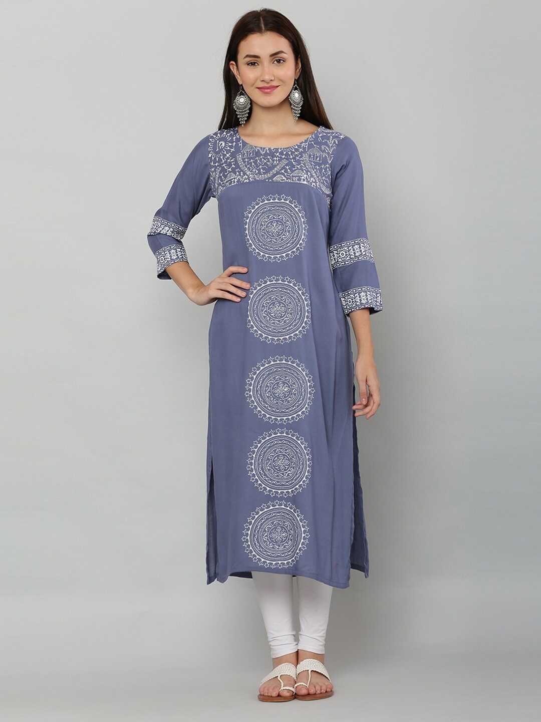 

EZIS FASHION Women Ethnic Motifs Printed Block Print Kurta, Grey