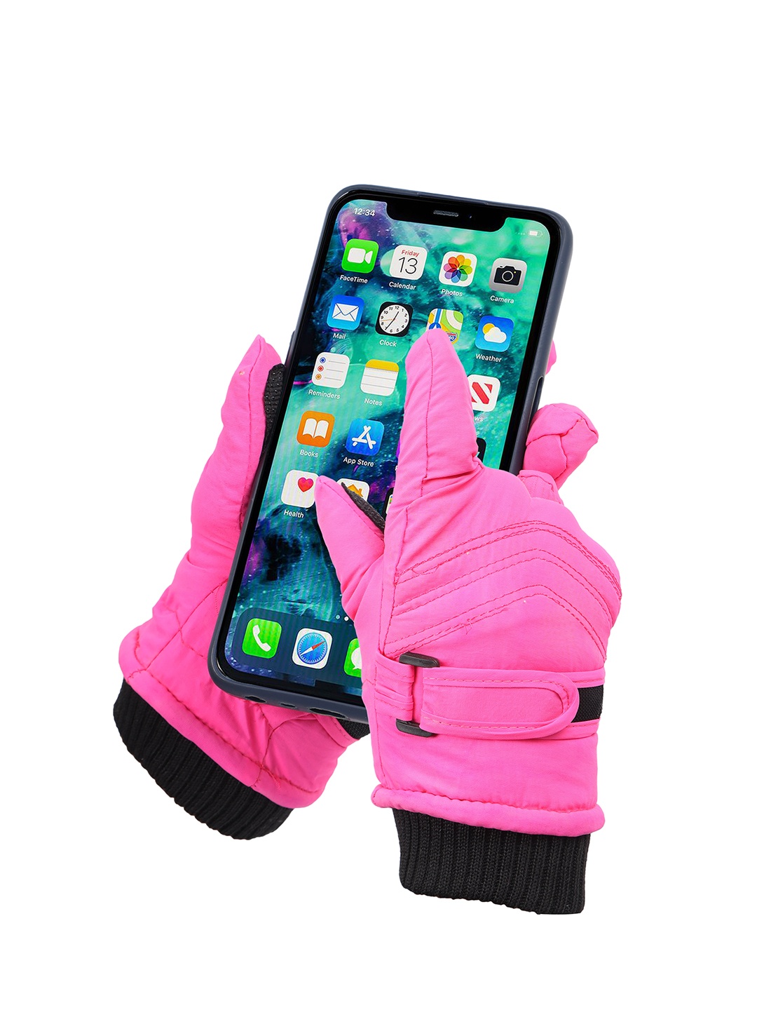 

FabSeasons Unisex Kids Solid Winter Windproof Ski Gloves, Pink