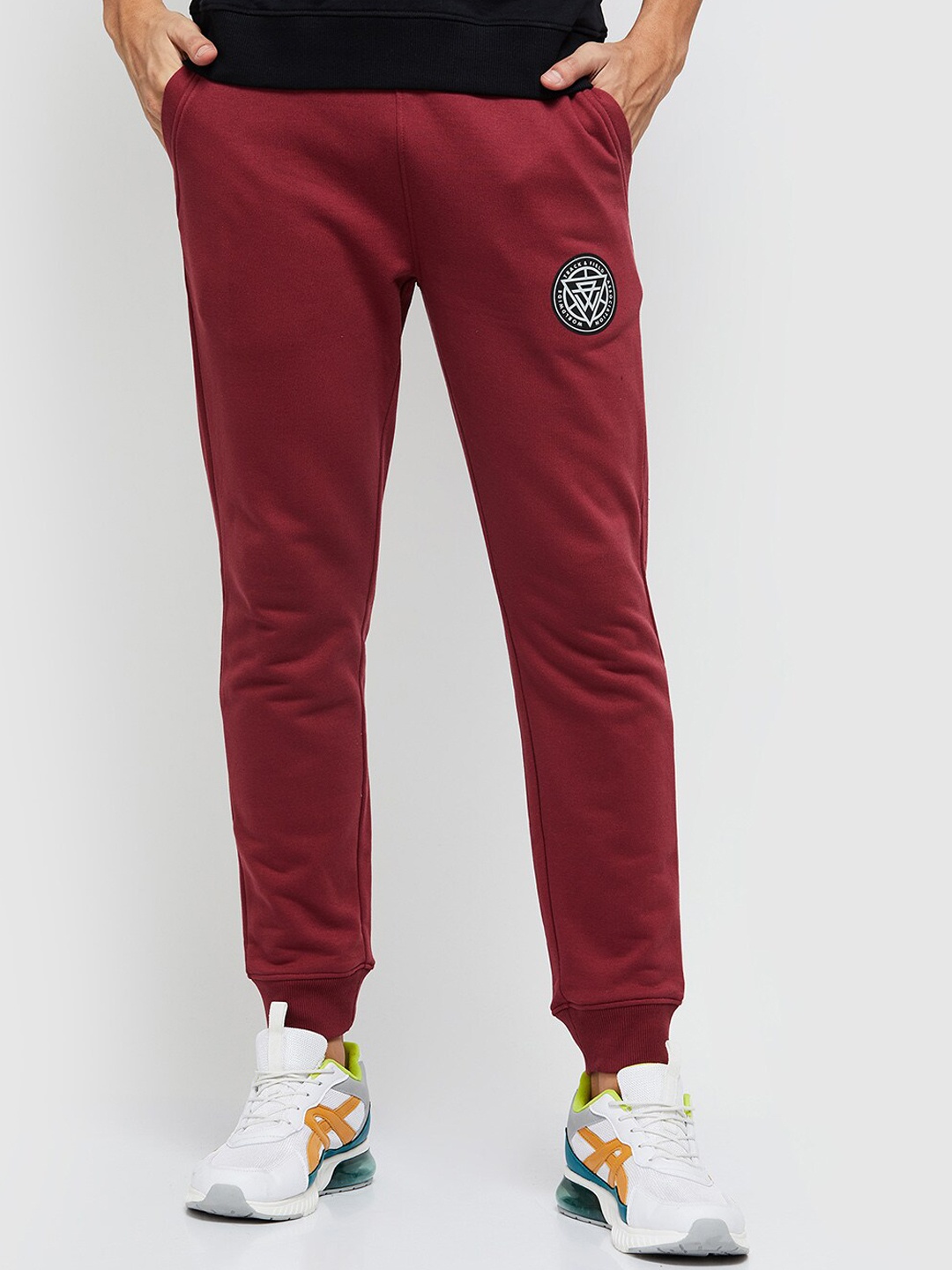 

max Men Solid Cotton Joggers, Maroon