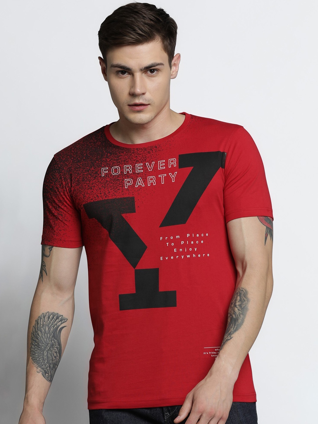 

Maniac Men Typography Printed Slim Fit T-shirt, Red