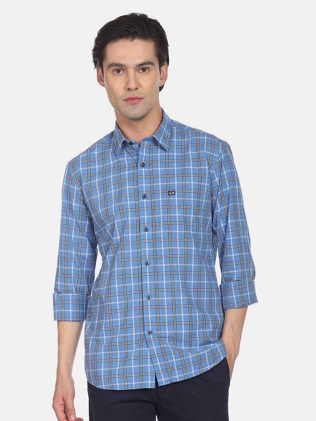 

Arrow Sport Men Slim Fit Tartan Checked Casual Shirt, Blue