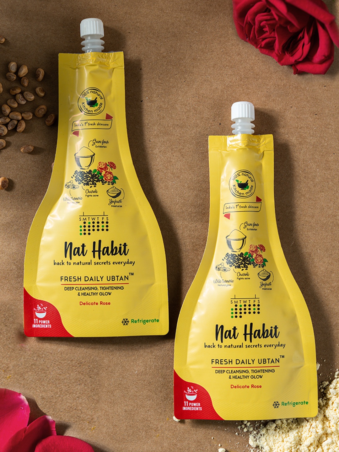 

Nat Habit Set of 2 Delicate Rose Fresh Daily Ubtan 40 g (Each), Yellow