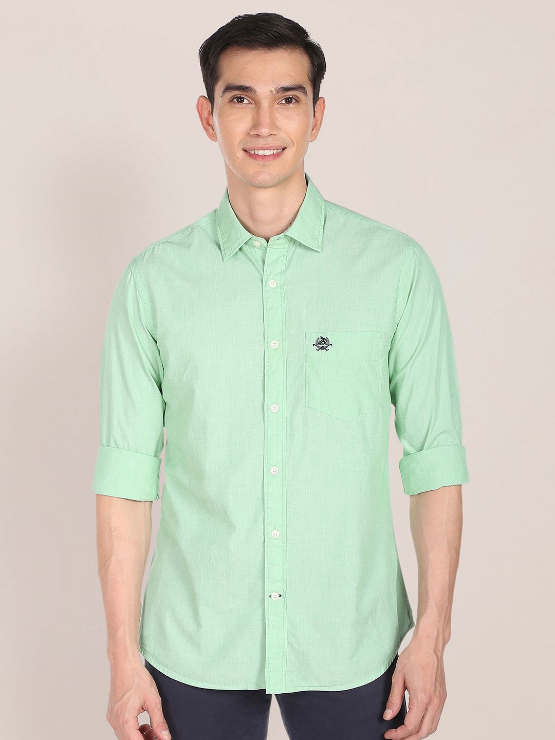 

U S Polo Assn Men Pure Cotton Casual Shirt, Green