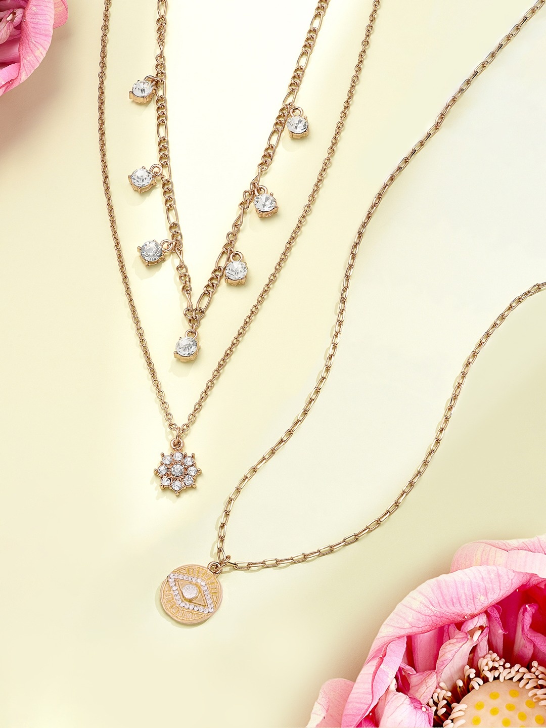 

Zaveri Pearls Gold-Toned & White Gold-Plated Layered Chain