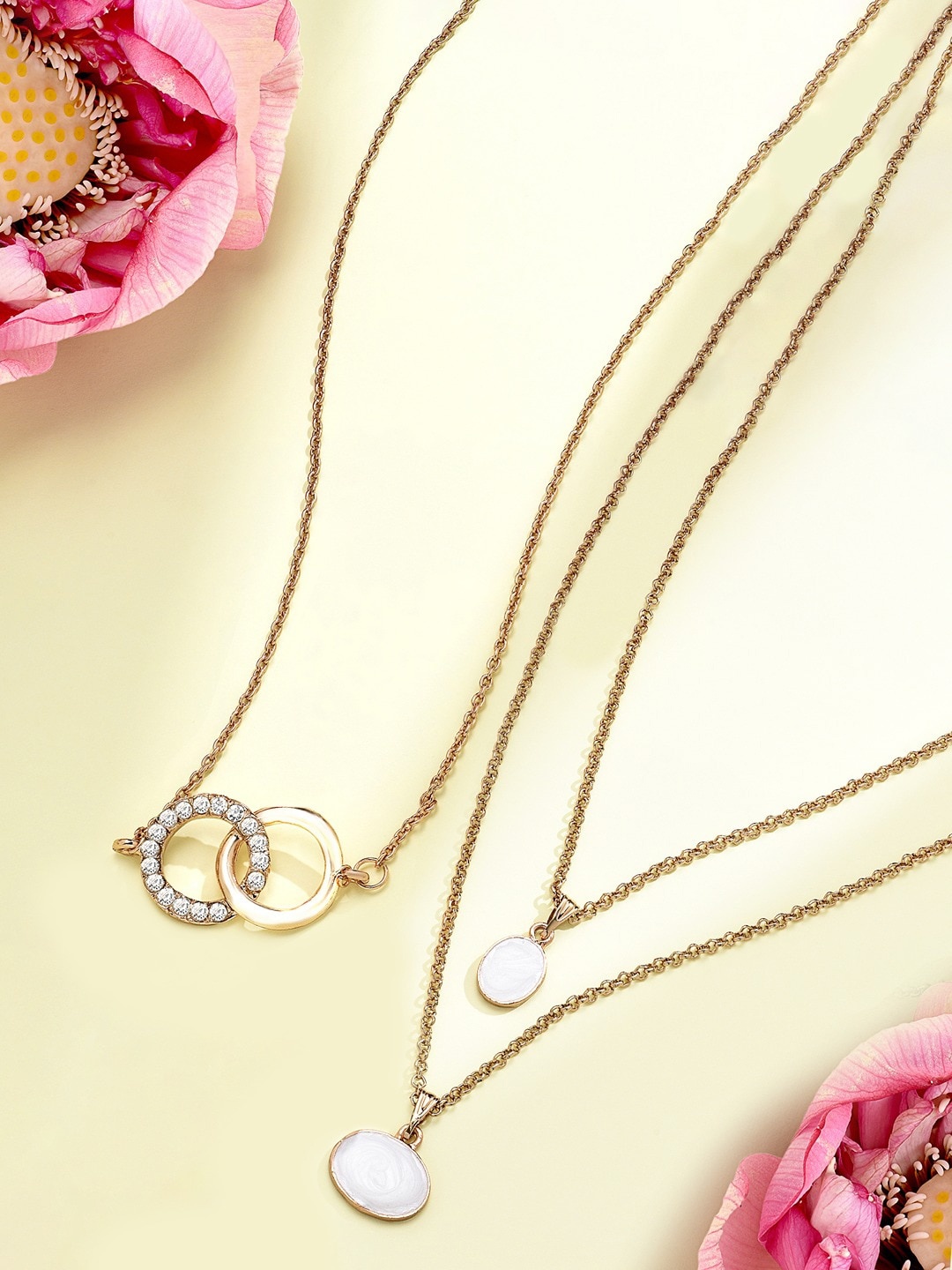 

Zaveri Pearls Gold-Toned & White Gold-Plated Layered Chain