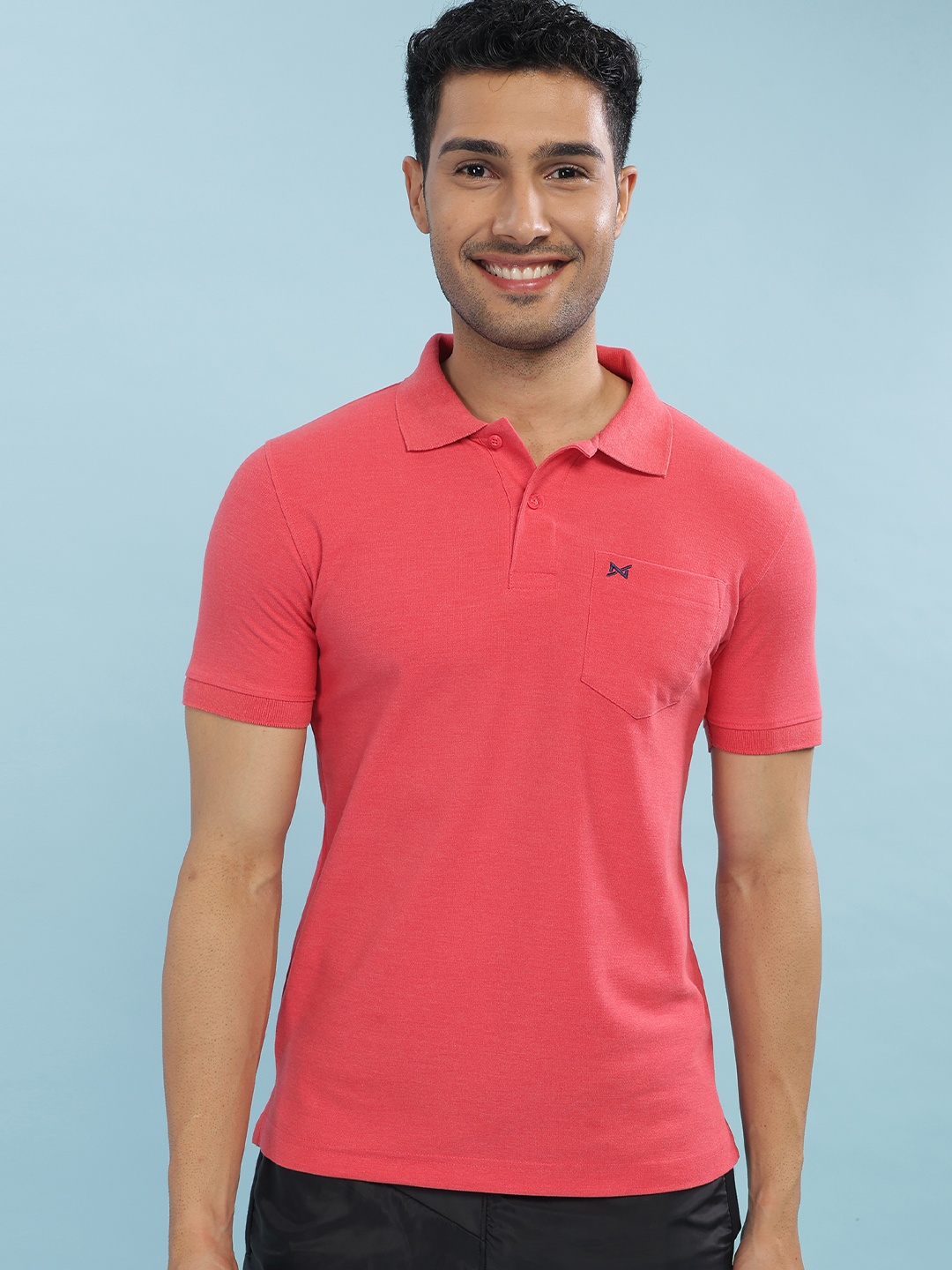 

Force NXT Men Polo Collar Super Combed Cotton T-Shirt, Pink