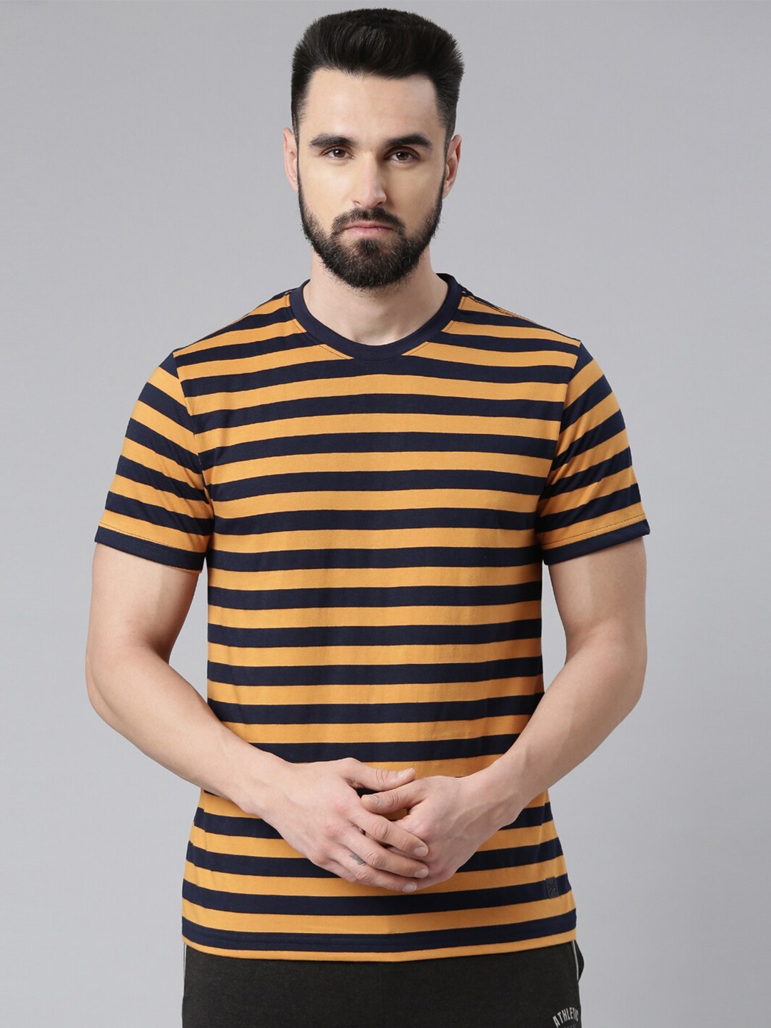 

Force NXT Men Striped Super Combed Cotton T-Shirt, Yellow