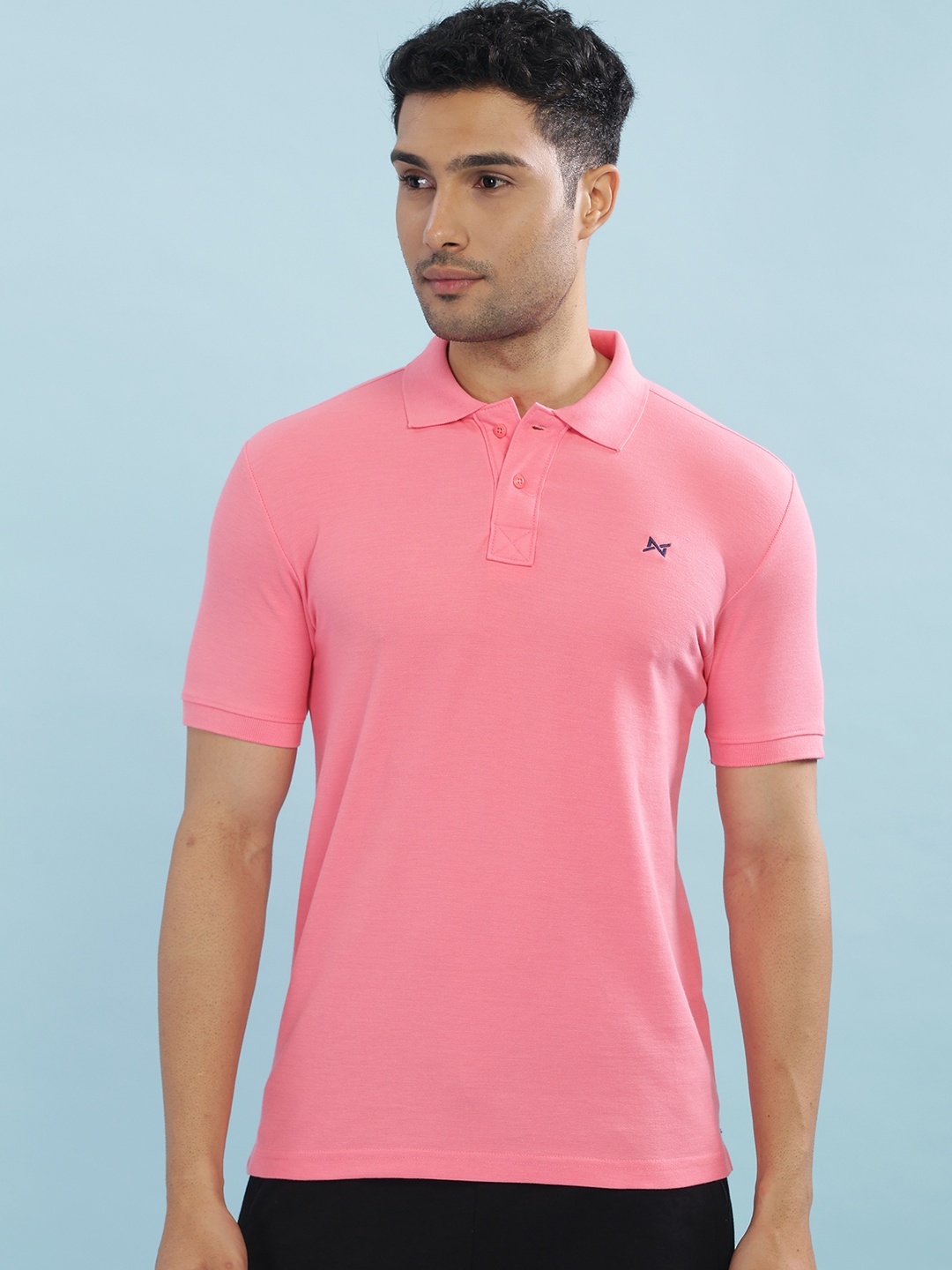 

Force NXT Men Polo Collar Super Combed Cotton T-Shirt, Pink