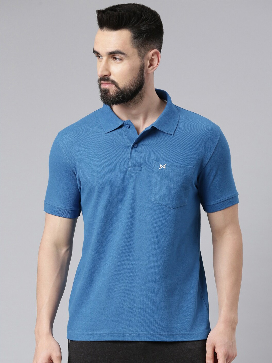 

Force NXT Men Polo Collar Super Combed Cotton T-shirt, Blue