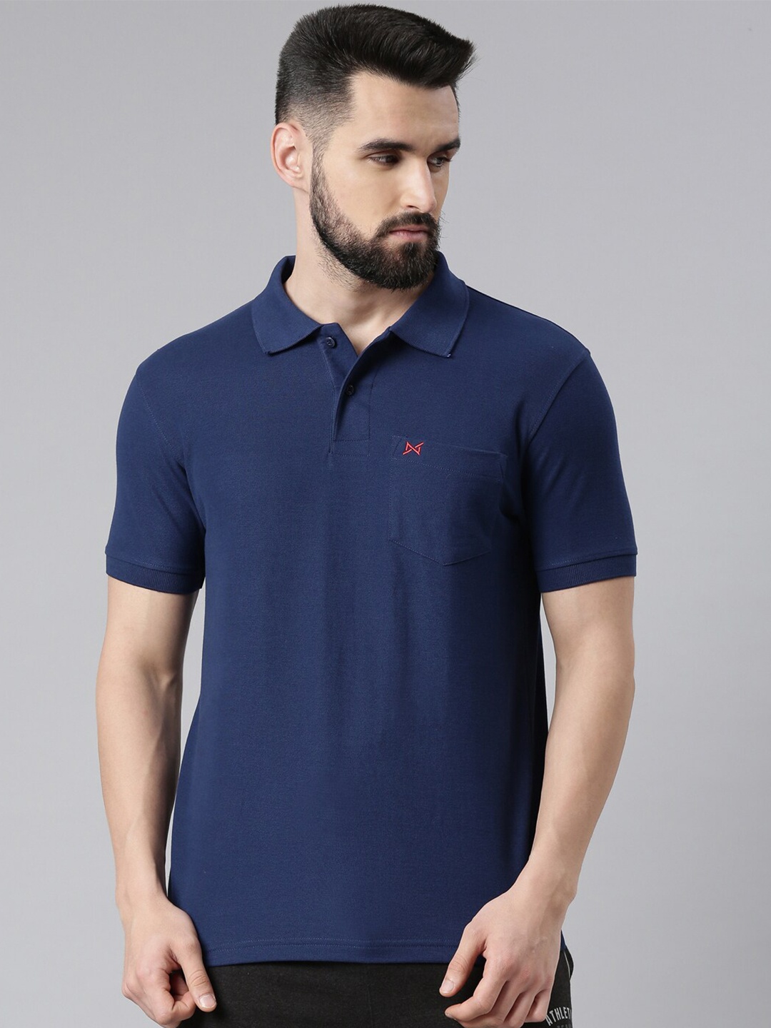 

Force NXT Men Polo Collar Super Combed Cotton T-Shirt, Navy blue