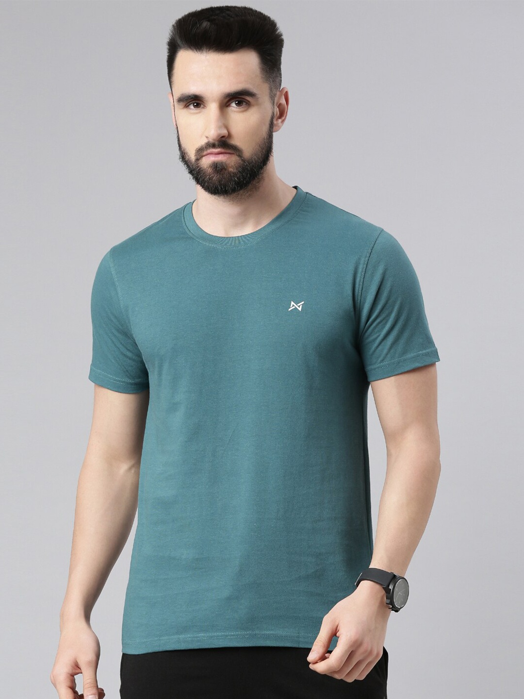 

Force NXT Men Solid Pack of 1 Super Combed Cotton T-Shirt, Teal