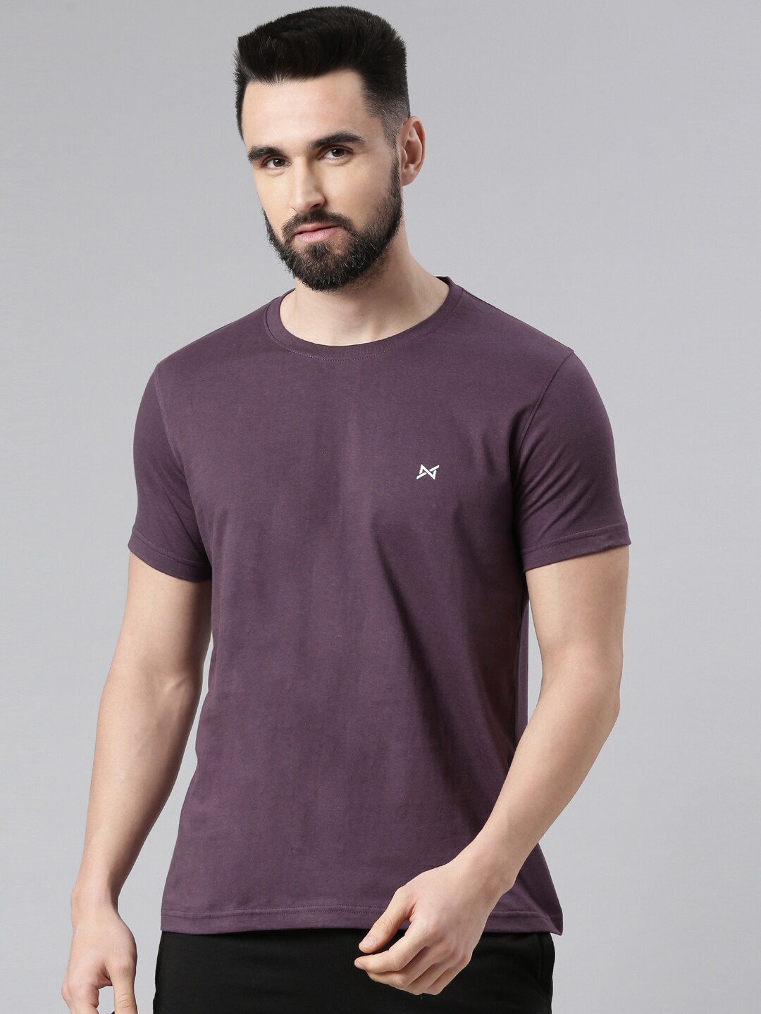 

Force NXT Men Solid Pack of 1 Super Combed Cotton T-Shirt, Purple