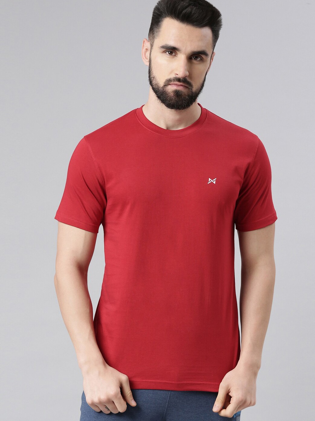 

Force NXT Men Round Neck Super Combed Cotton T-shirt, Red