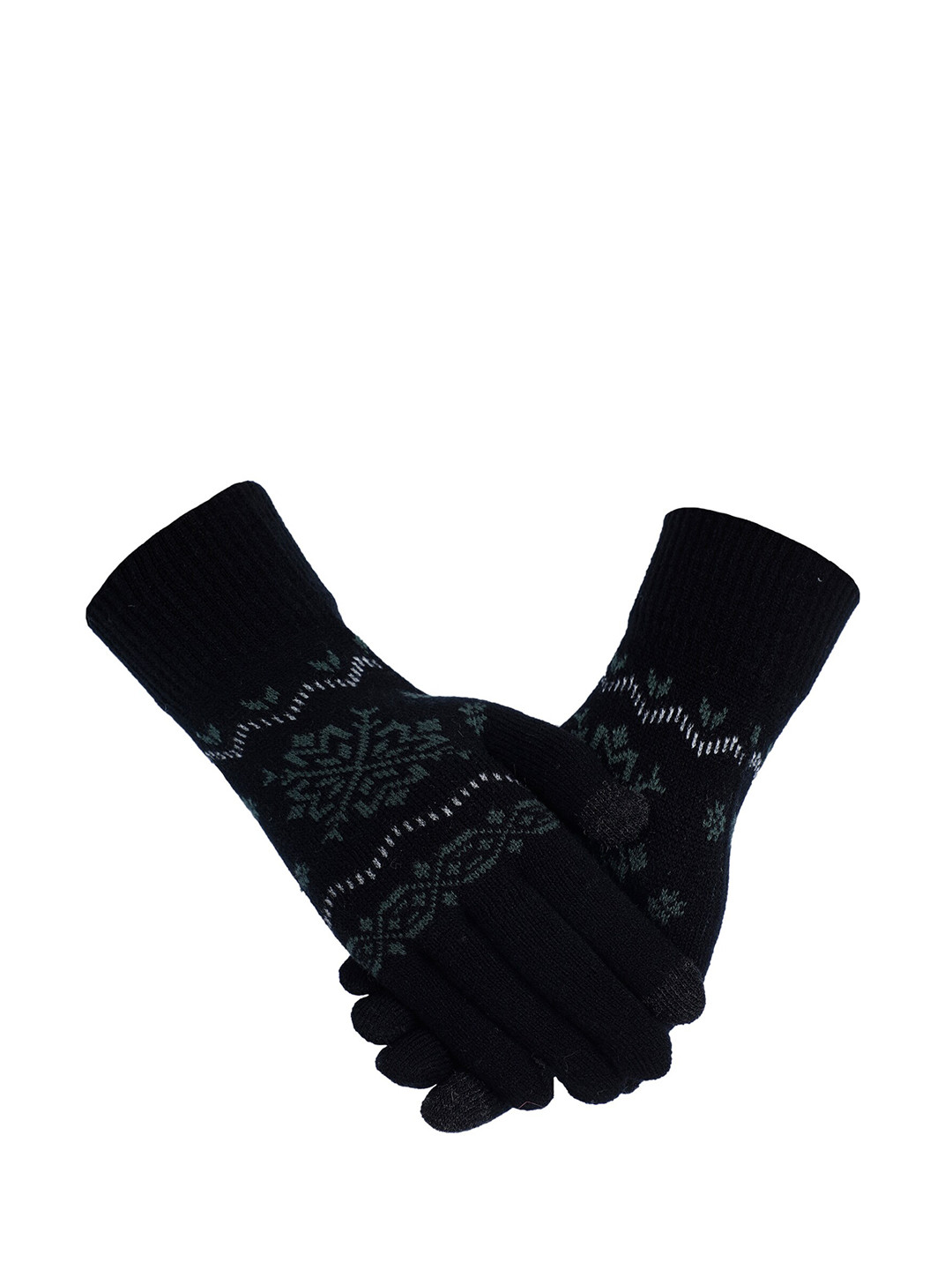 

LOOM LEGACY Printed Acrylic Winter Gloves, Black