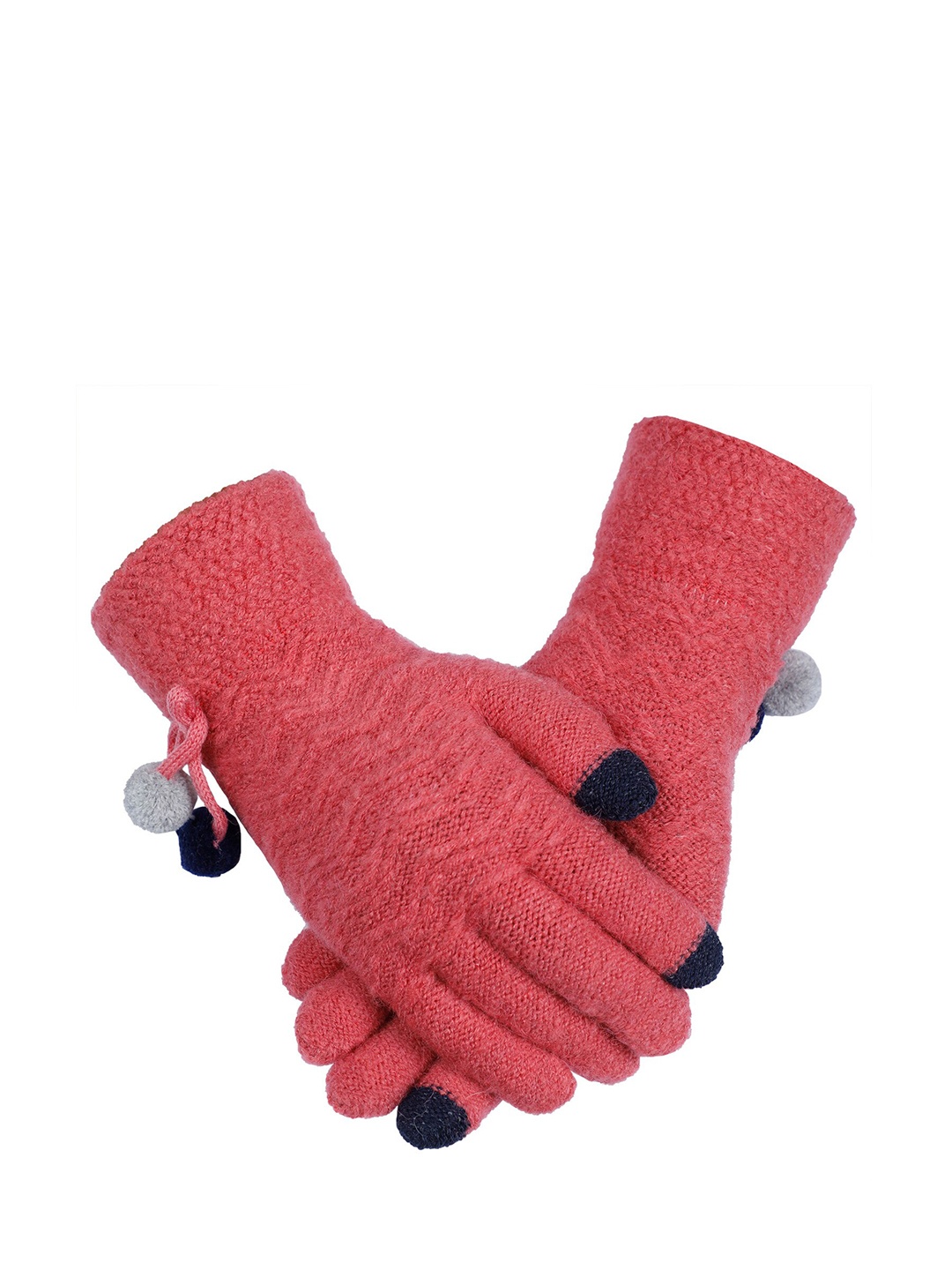 

LOOM LEGACY Women Knitted Acrylic Hand Gloves, Orange