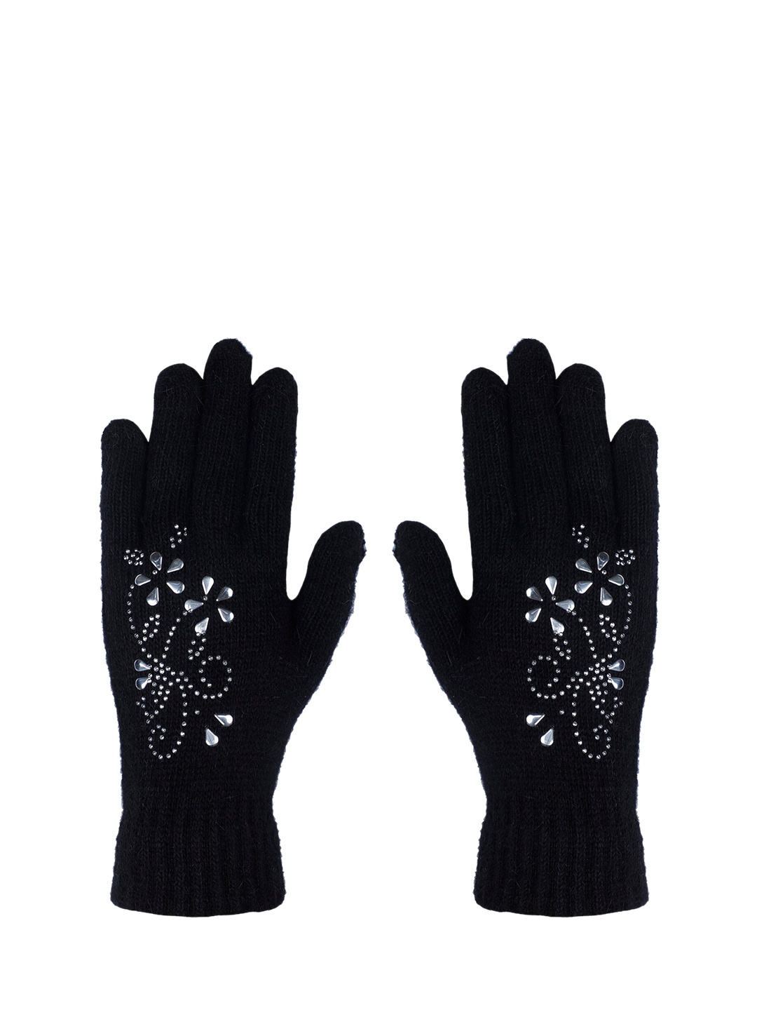 

LOOM LEGACY Women Acrylic Hand Gloves, Black