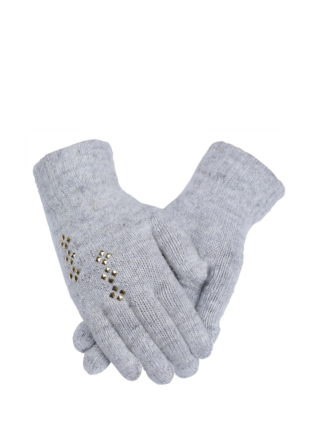 

LOOM LEGACY Women Self Design Winter Woollen Gloves, Grey