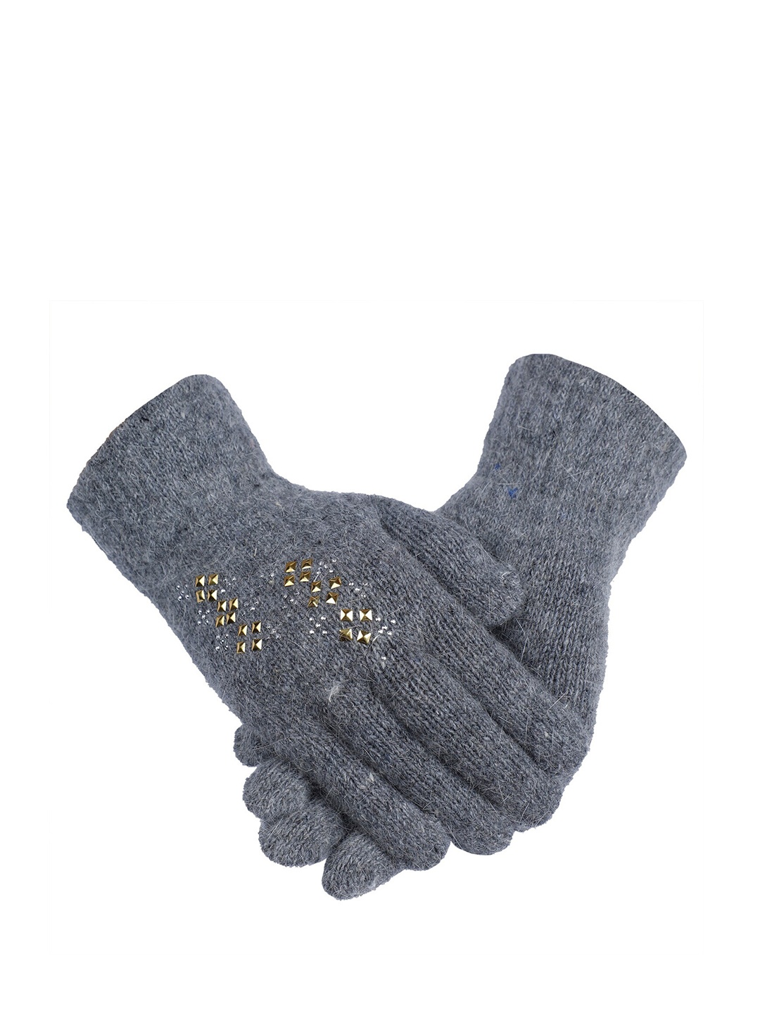 

LOOM LEGACY Women Patterned Hand Gloves, Grey melange