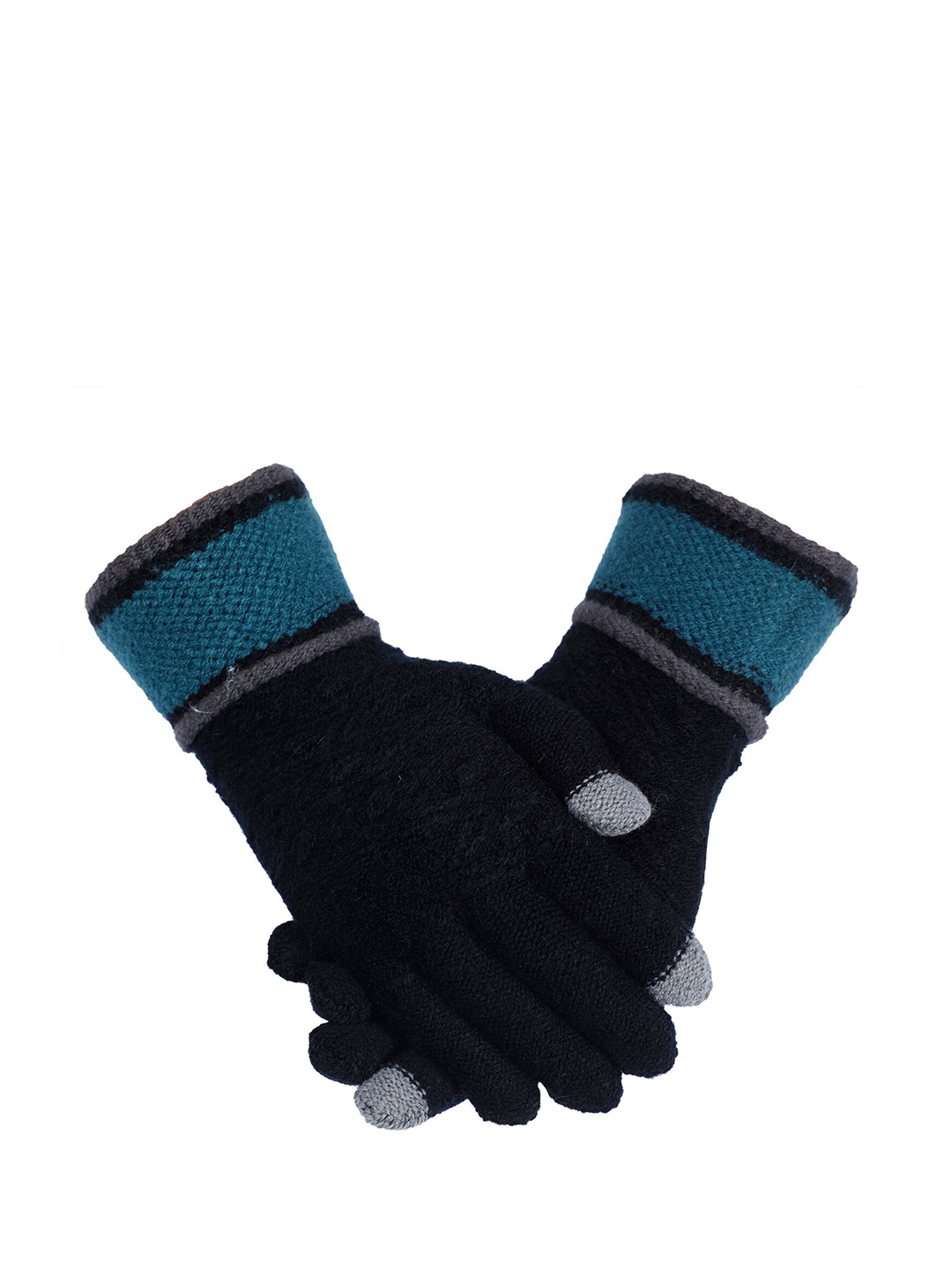 

LOOM LEGACY Women Pattered Acrylic Hand Gloves, Black