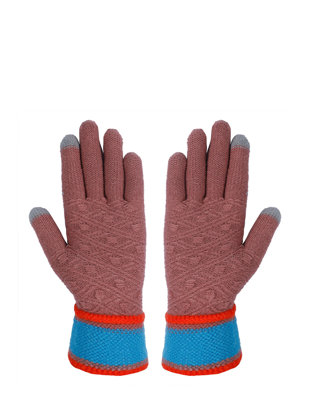 

LOOM LEGACY Women Self Design Winter Acrylic Hand Gloves, Brown