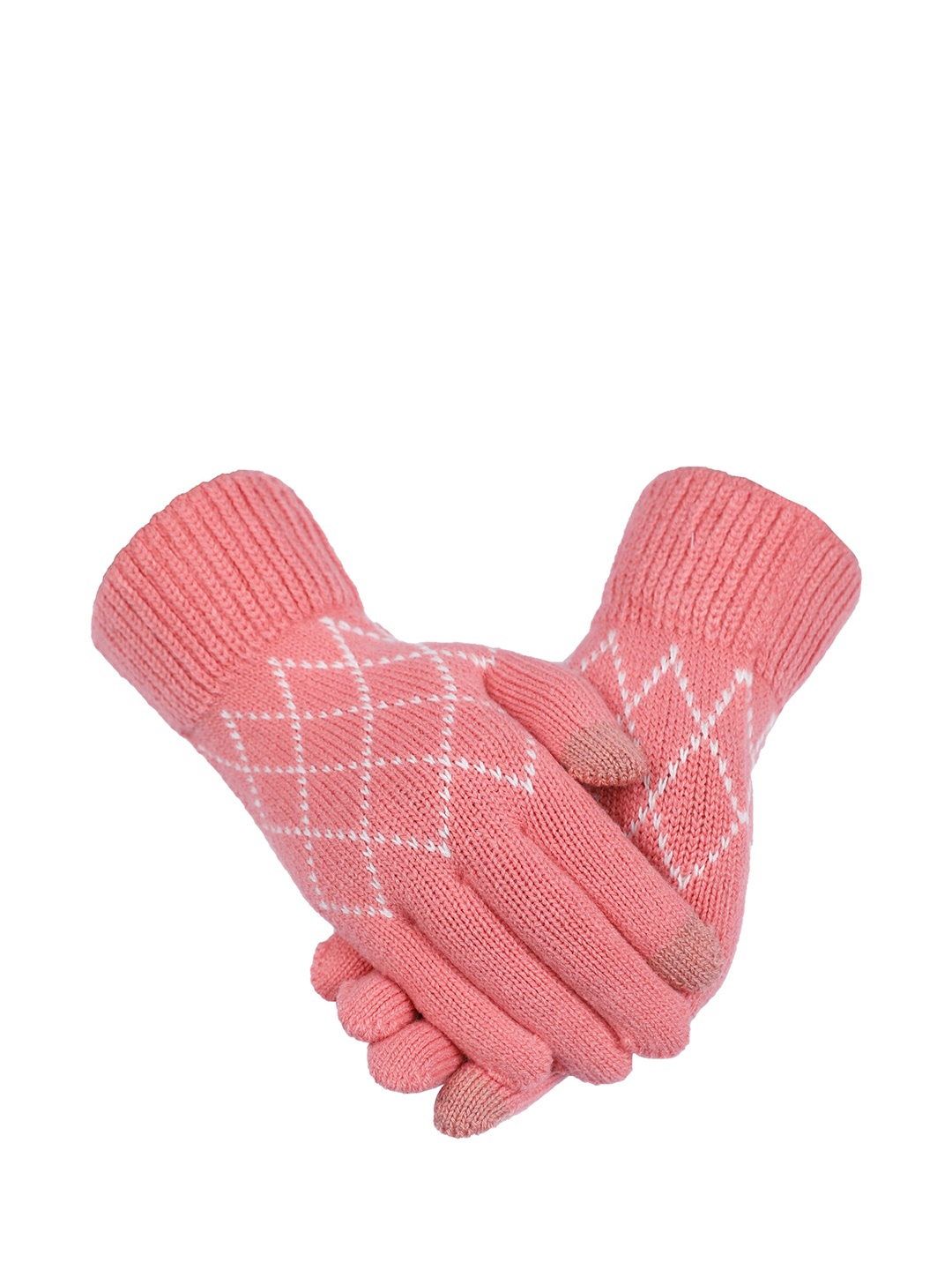 

LOOM LEGACY Women Patterned Hand Gloves, Pink