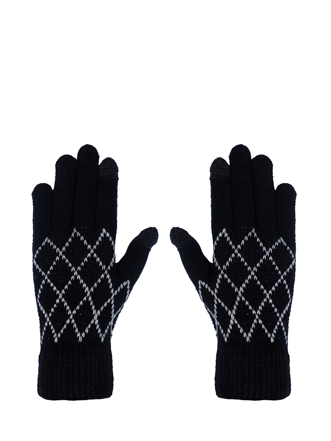 

LOOM LEGACY Women Patterned Hand Gloves, Black