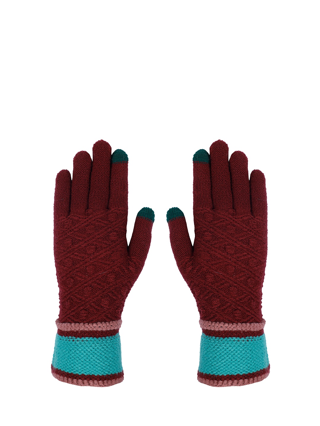 

LOOM LEGACY Women Solid Winter Acrylic Hand Gloves, Maroon