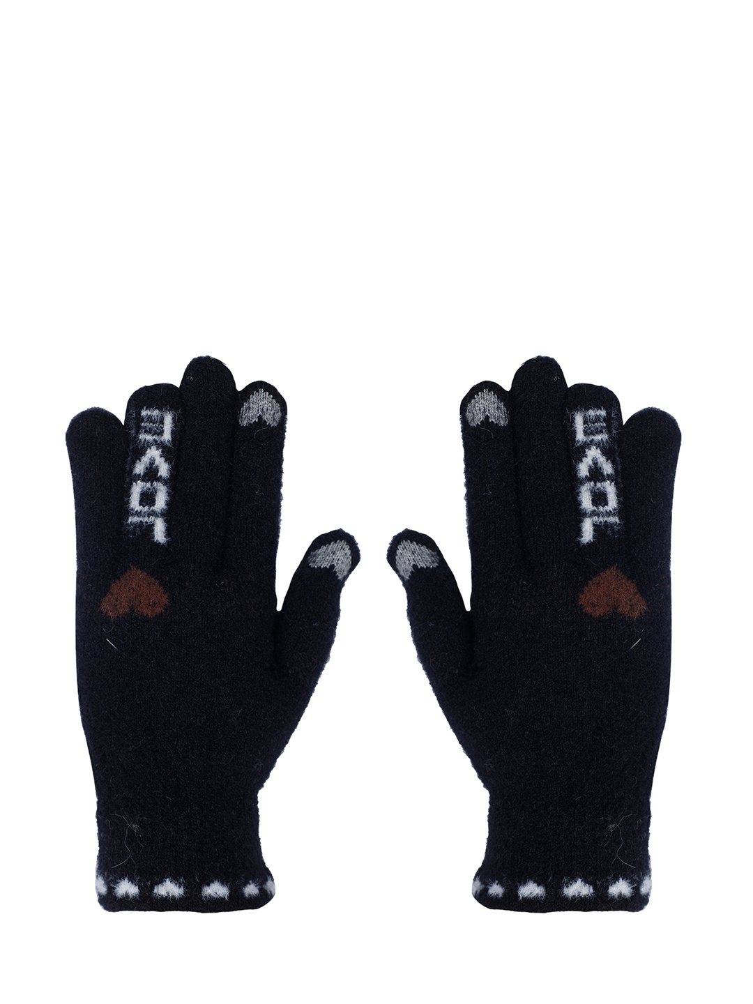 

LOOM LEGACY Women Pattered Acrylic Hand Gloves, Black