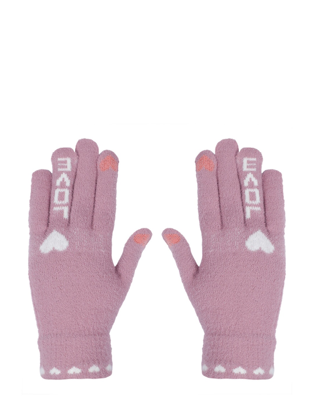 

LOOM LEGACY Women Self Design Winter Woollen Gloves, Pink