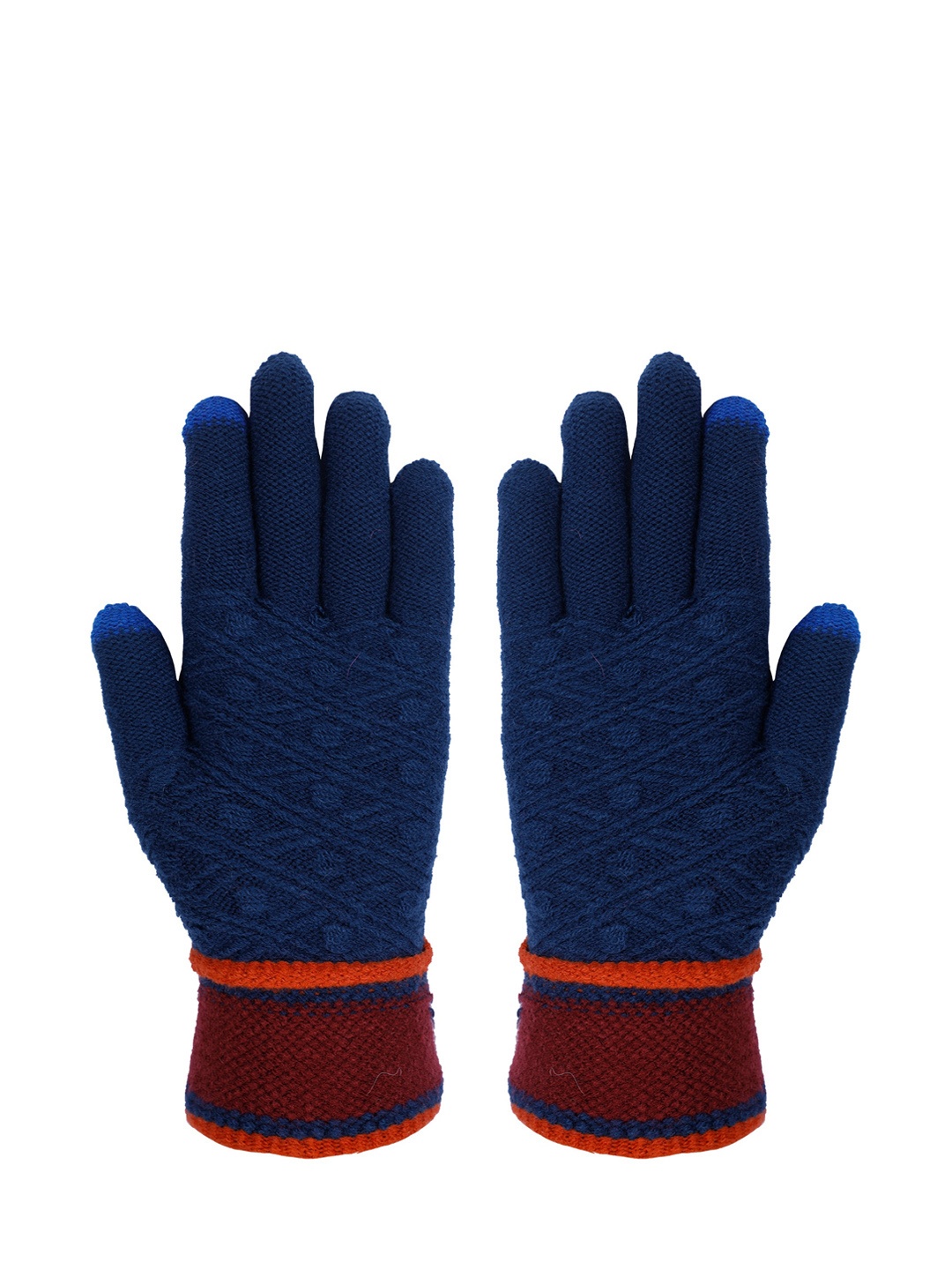 

LOOM LEGACY Women Printed Acrylic Hand Gloves, Navy blue