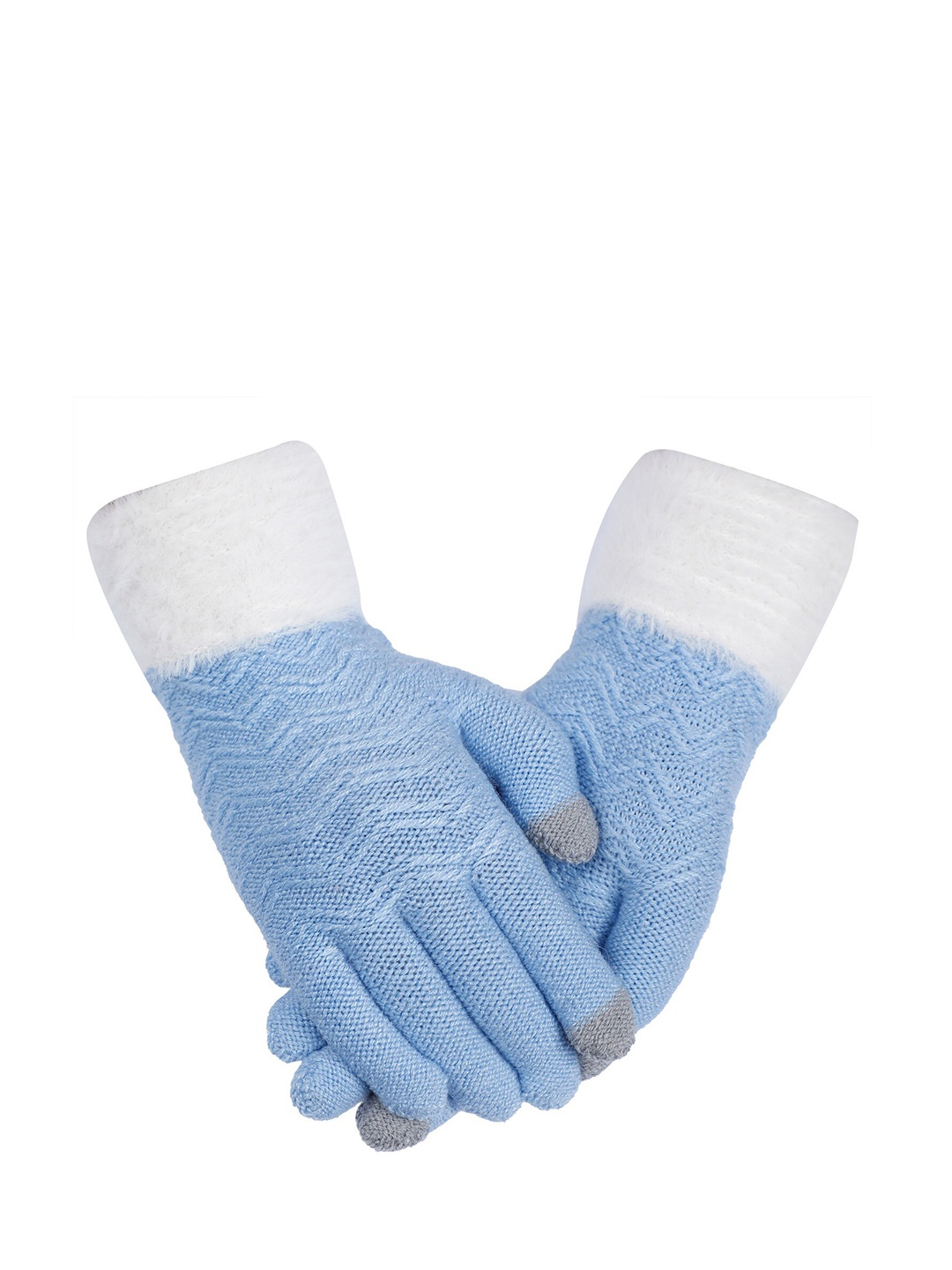 

LOOM LEGACY Women Pattered Acrylic Hand Gloves, Blue