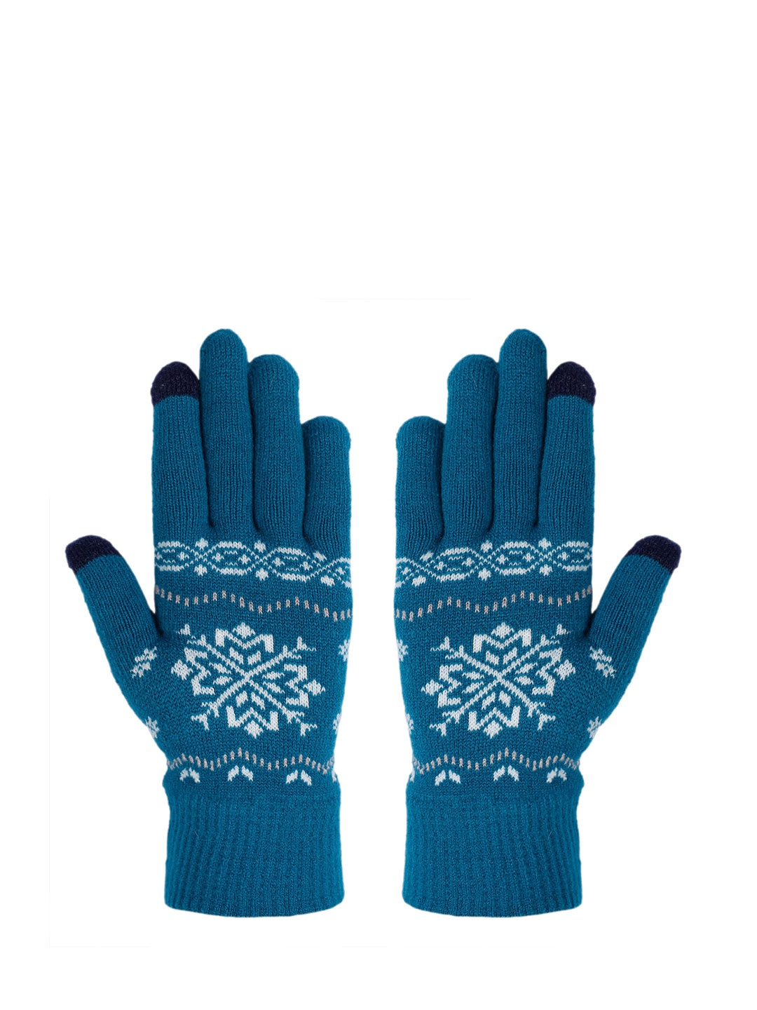 

LOOM LEGACY Women Self Design Winter Woollen Gloves, Teal