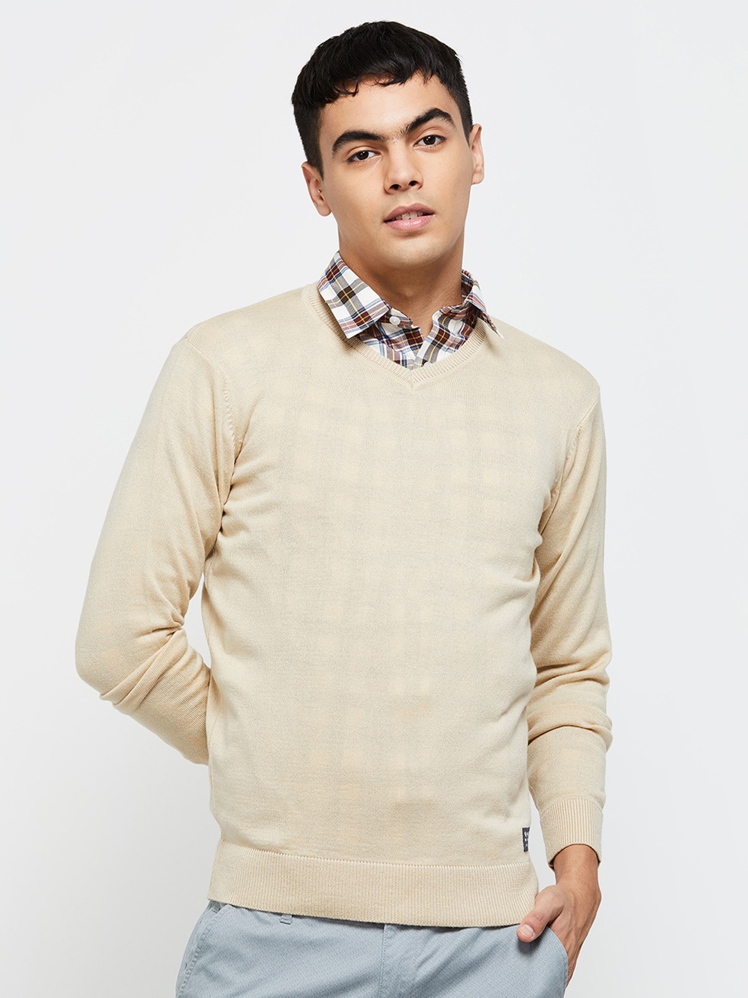 

max Men Beige Pullover