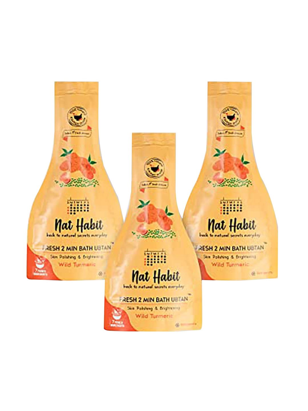 

Nat Habit Set of 3 Wild Turmeric Skin Polishing Brightening Bath Ubtan 80 g (Each), Yellow