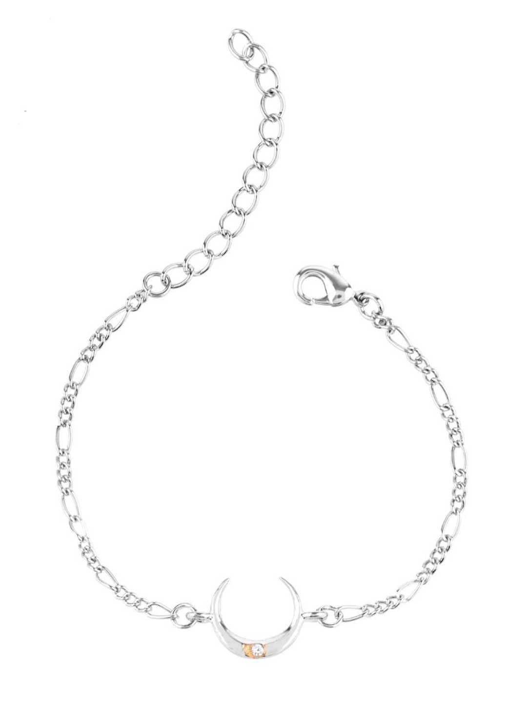

Efulgenz Women Crystals Rhodium-Plated Link Bracelet, Silver