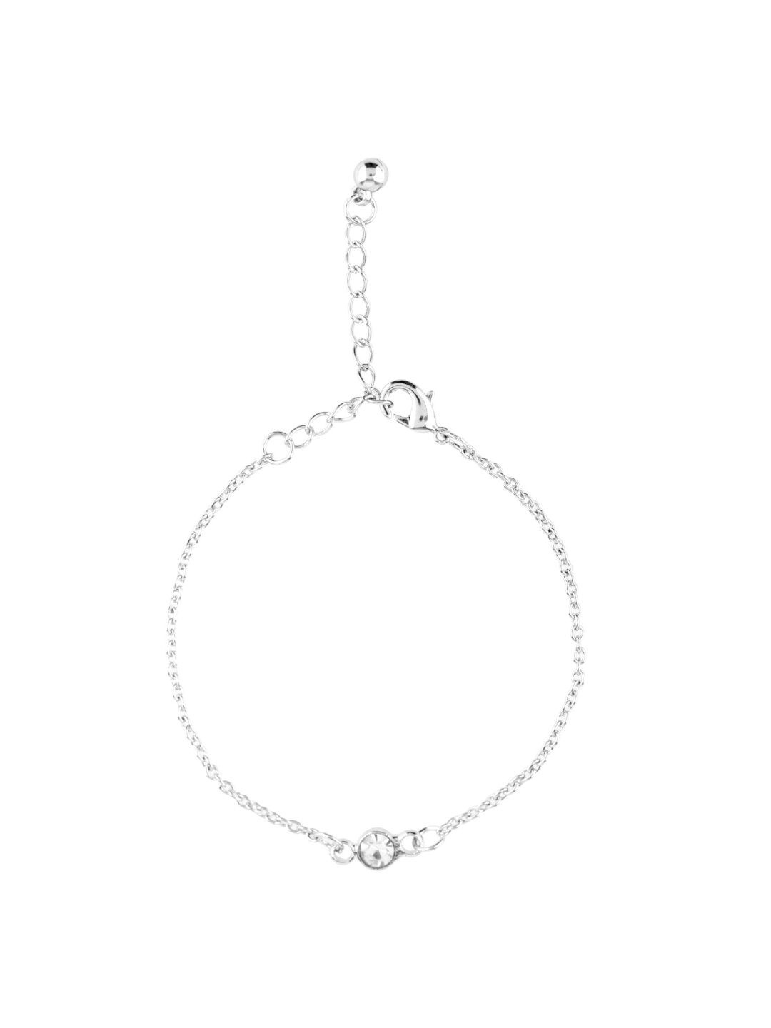 

Efulgenz Women Crystals Rhodium-Plated Link Bracelet, Silver