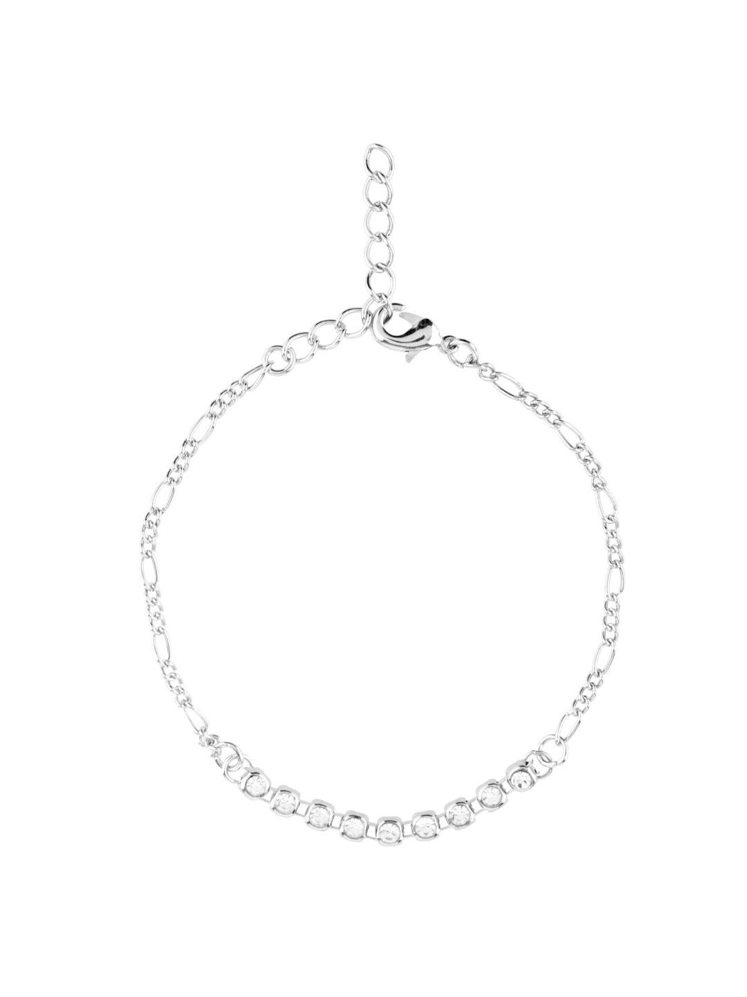 

Efulgenz Women Crystals Rhodium-Plated Link Bracelet, Silver