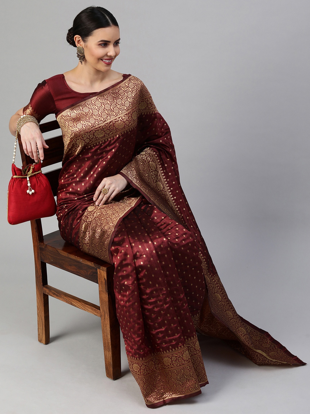 

Mitera Navy Blue Woven Design Zari Banarasi Saree