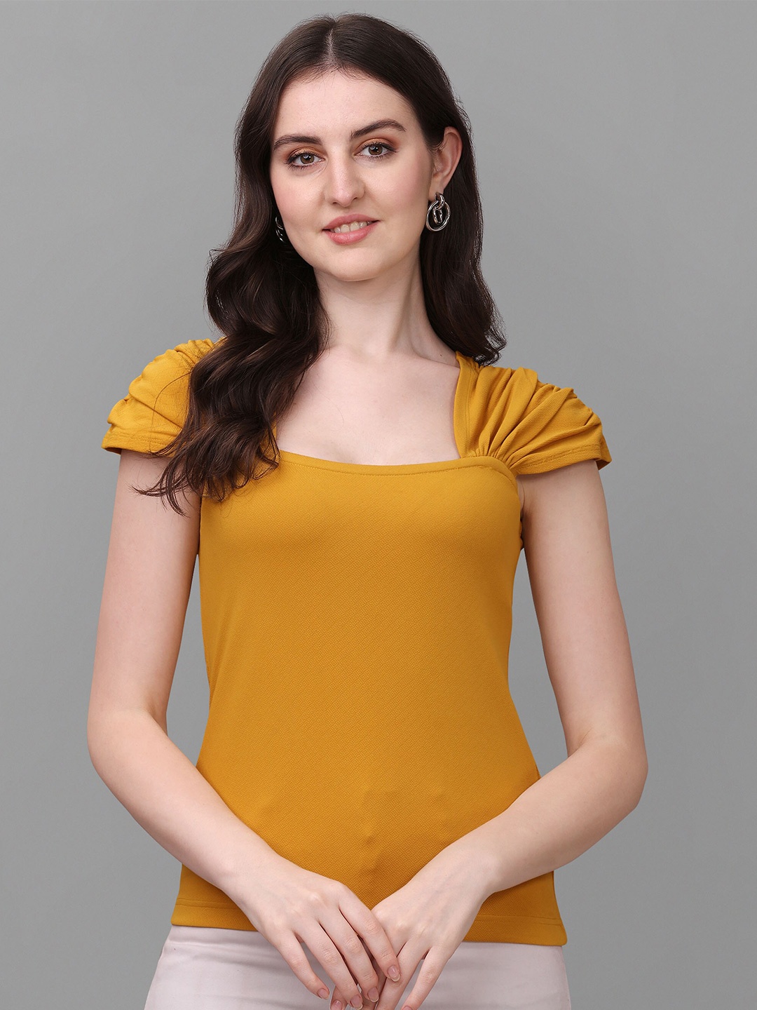 

VeBNoR Women Extended Sleeves Top, Yellow