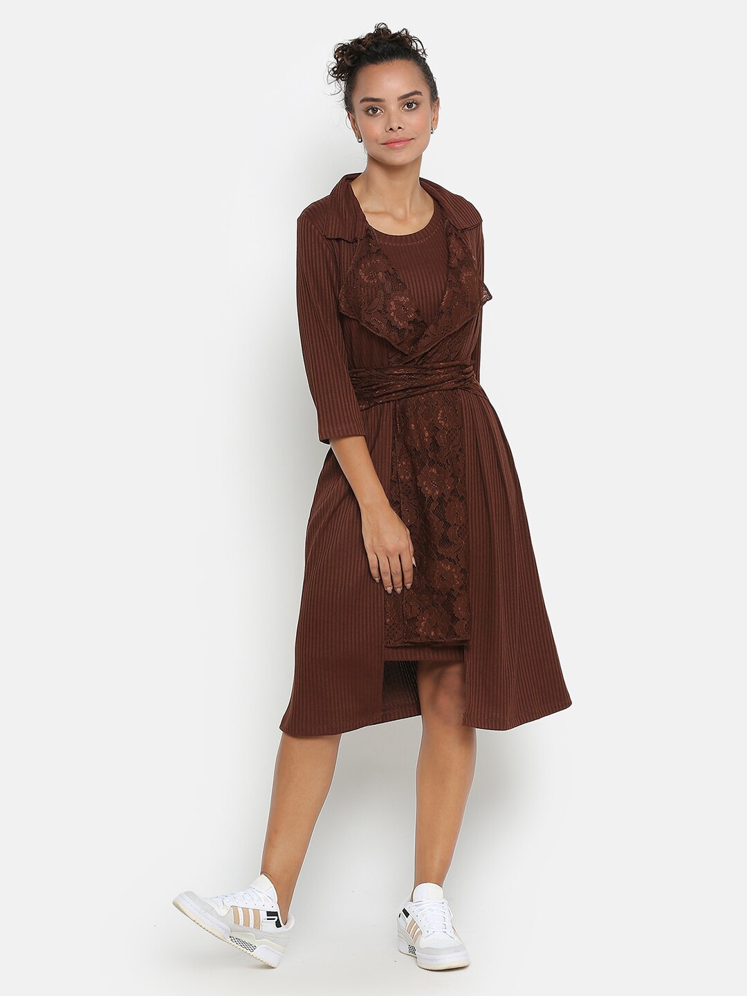 

OFFICE & YOU Women Party Embellished Tie-Up Shrug, Brown