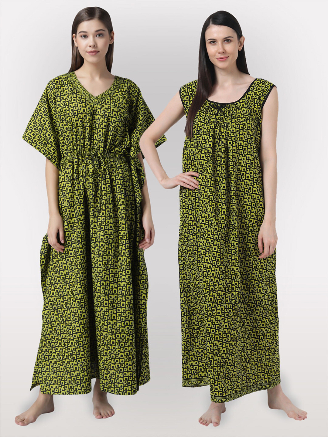 

Shararat Green Printed Maxi Nightdress
