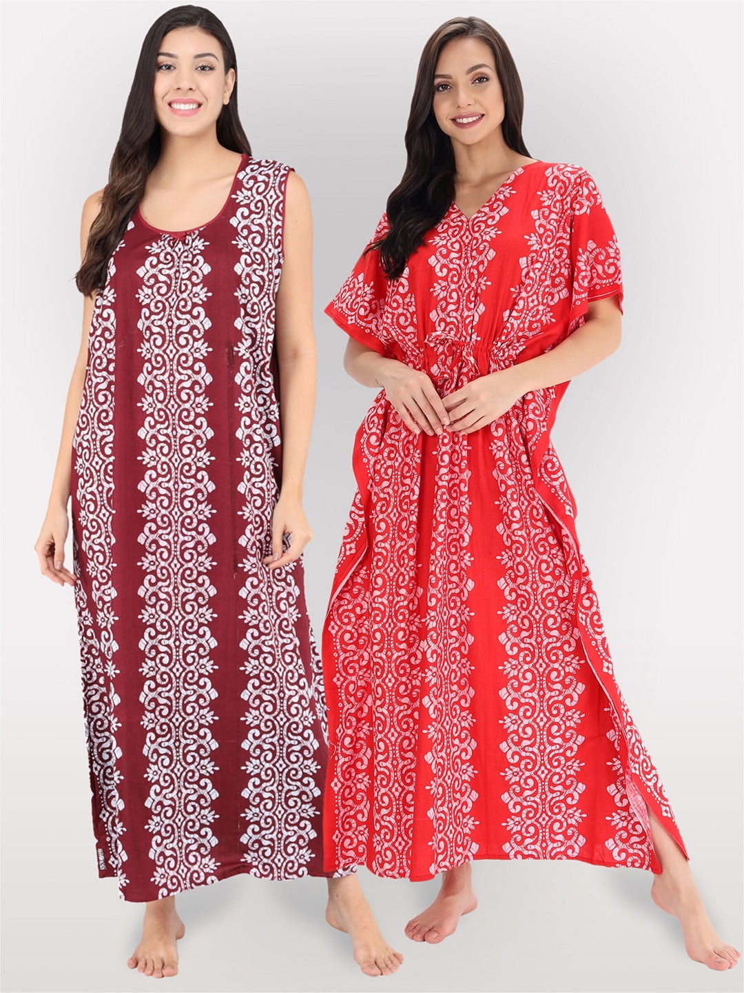 

Shararat Brown Printed Maxi Nightdress