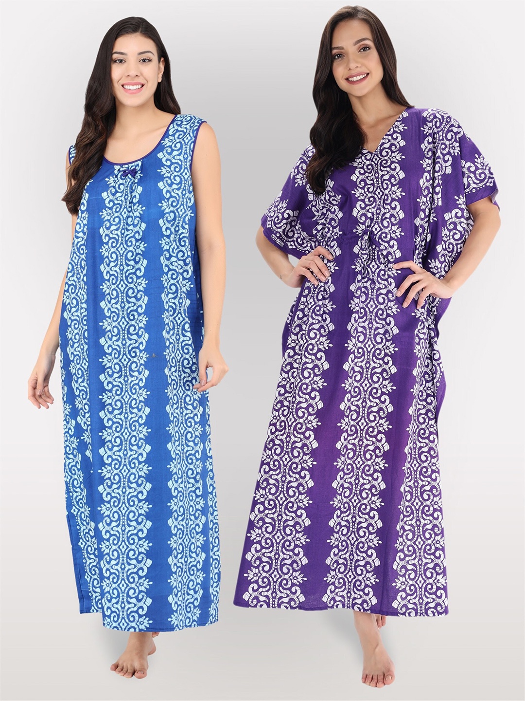 

Shararat Blue Printed Maxi Nightdress