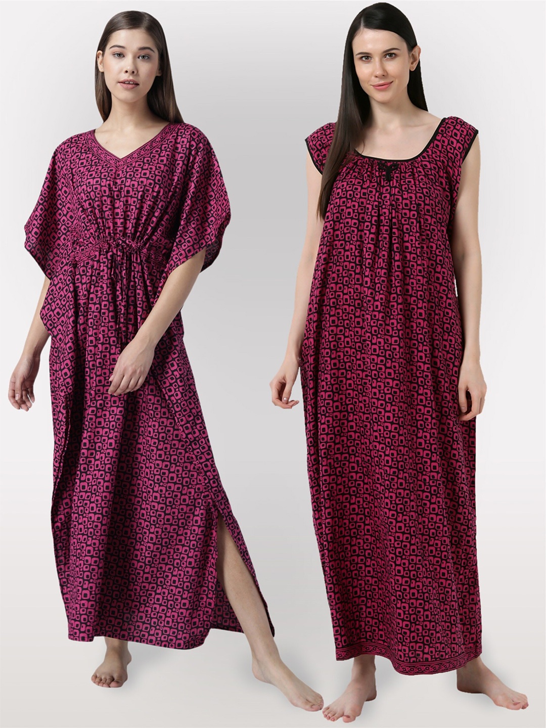

Shararat Pink Printed Maxi Nightdress