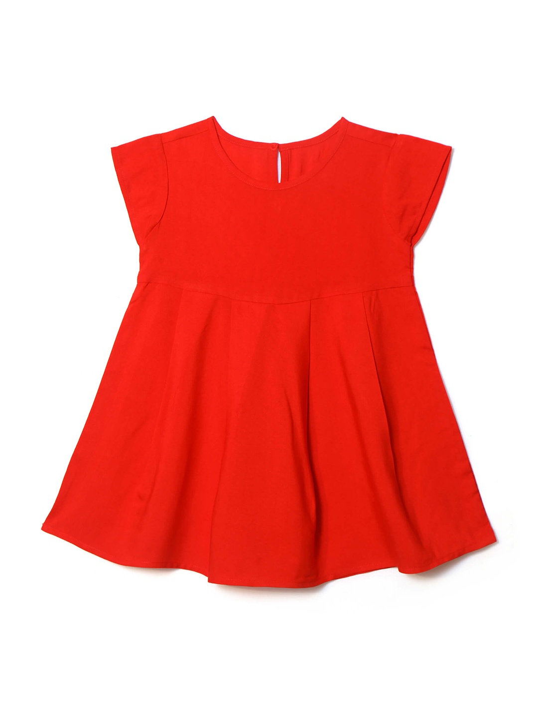

IDK Girls Solid Pleated A-Line Dress, Red