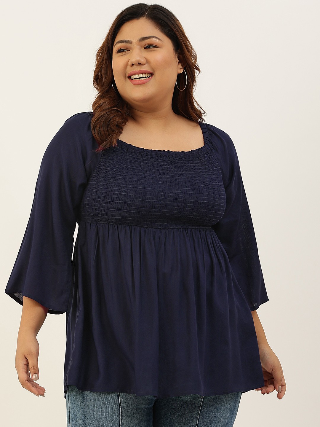 

theRebelinme Navy Blue Peplum Plus Size Top