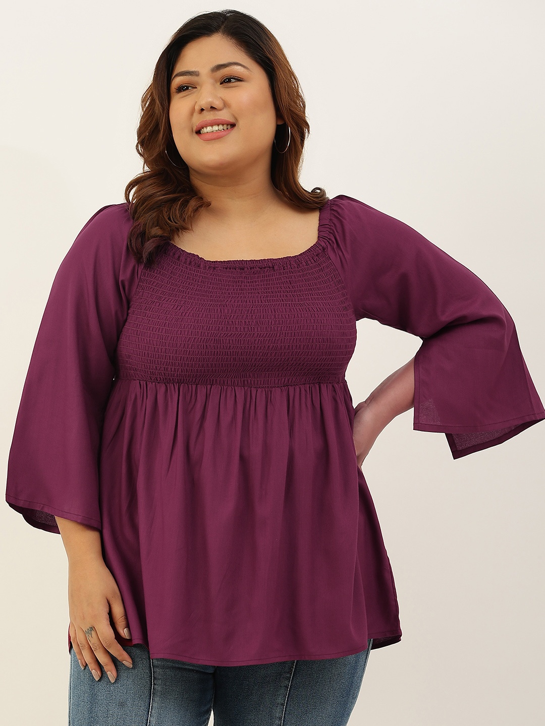 

theRebelinme Burgundy Plus Size Peplum Top