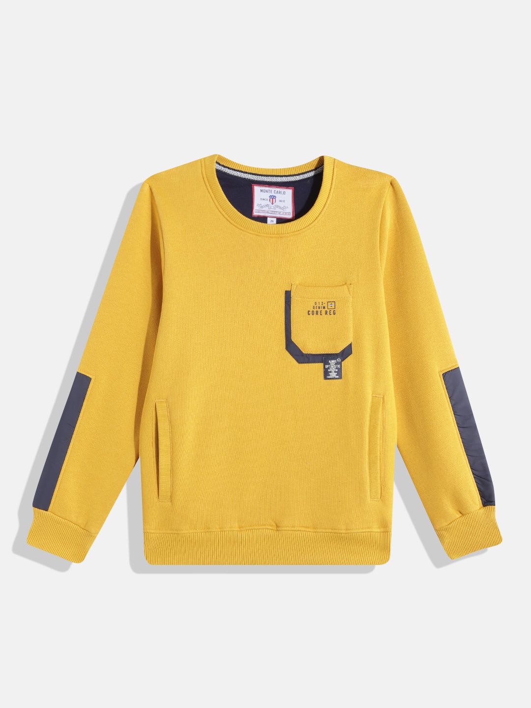 

Monte Carlo Boys Yellow Solid Round Neck Sweatshirt