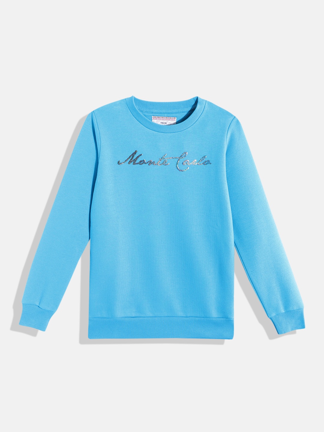 

Monte Carlo Girls Turquoise Blue Brand Logo Printed Sweatshirt