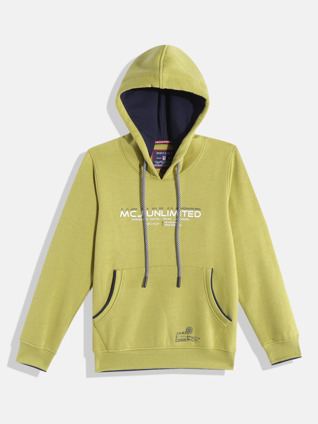 

Monte Carlo Boys Green Typography Printed Hooded Sweatshirt